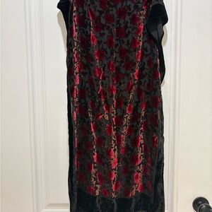 Elegant Black and Red Floral Scarf/Shawl